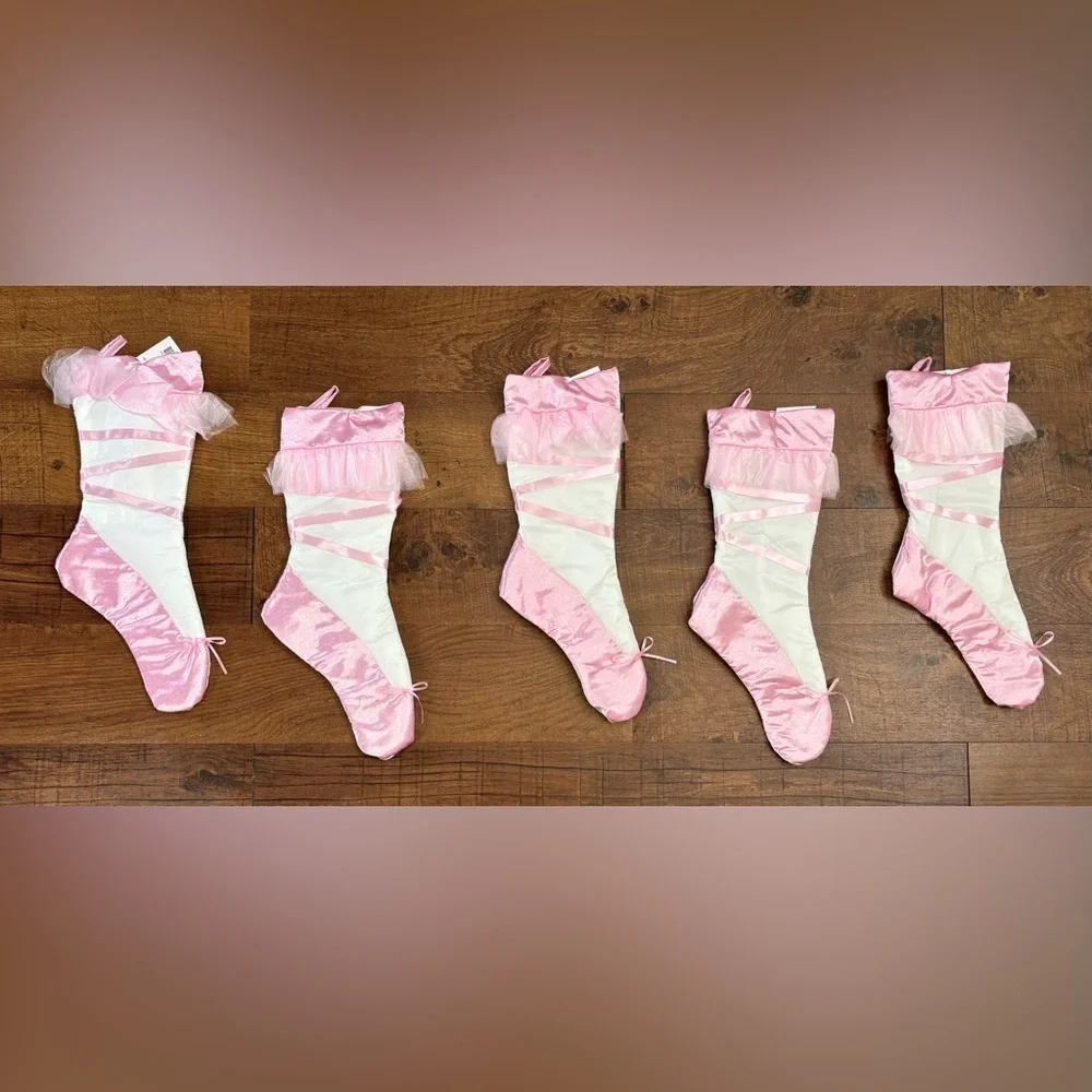 NWT ballerina ballet slipper shoe Christmas stockings 5 total 19”L each